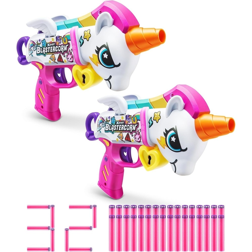 Zuru XSHOT Blastercorn Unicorn Nerf Gun For Girls Dart Gun Girl Power Gun 2 Pack